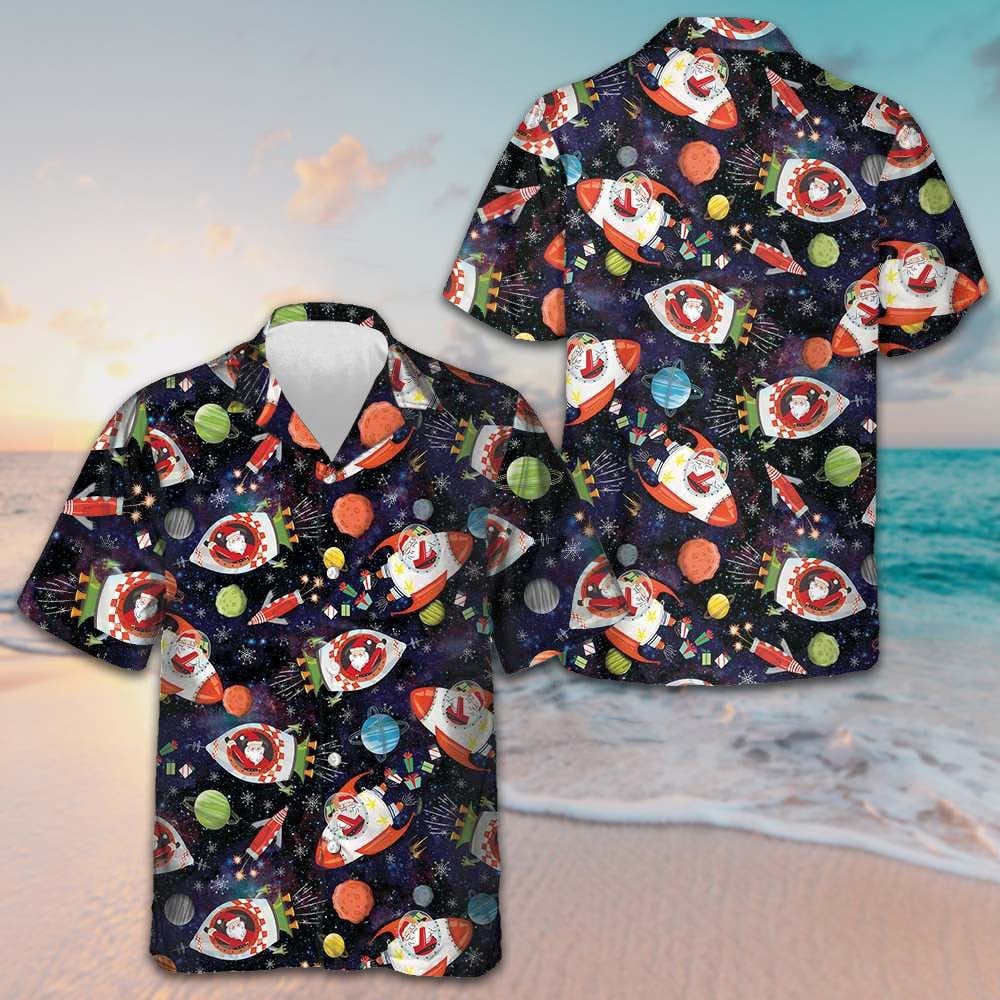 Santa In Outer Space Hawaiian Shirt Matching Christmas Shirts Gifts For Brother -WearandDecor