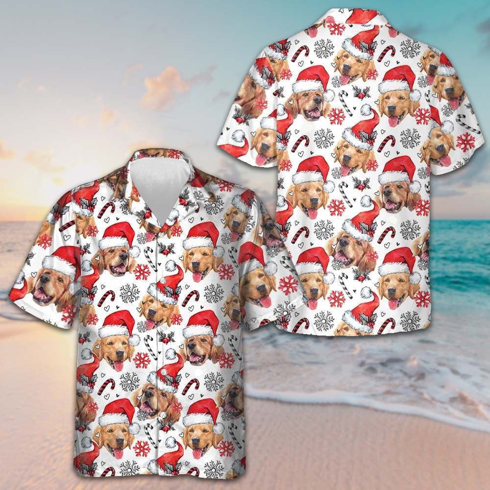Golden Retriever Santa Hawaiian Shirt Funny Christmas Dog Shirt Gifts For Him -WearandDecor