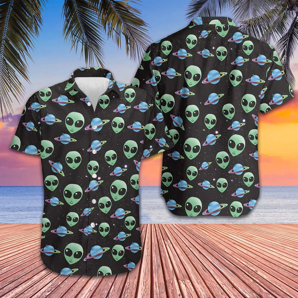 Alien Planet Hawaiian Shirt Summer Short Sleeve Button Up Shirts Gifts For Brother -WearandDecor