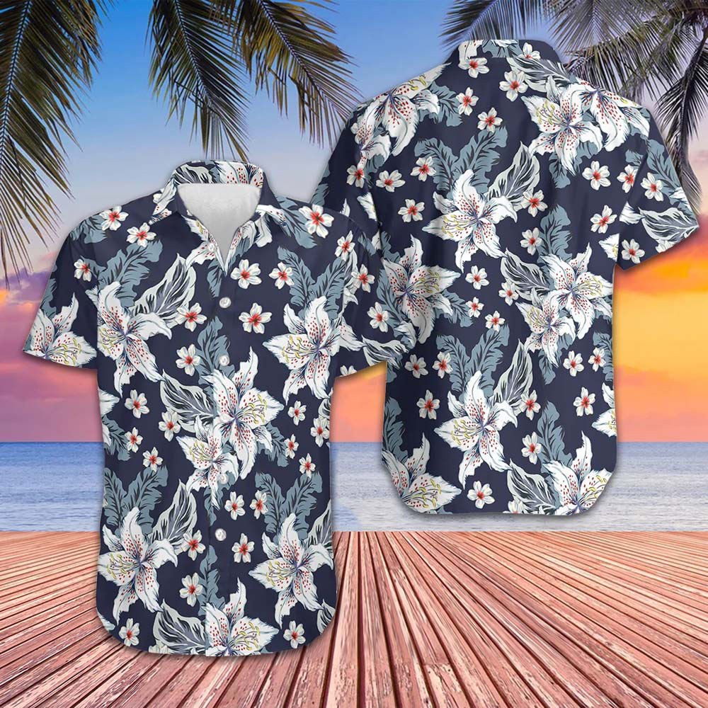 Flowers Hawaiian Shirt Short Sleeve Button Down Beach Shirts Gifts For Him -WearandDecor