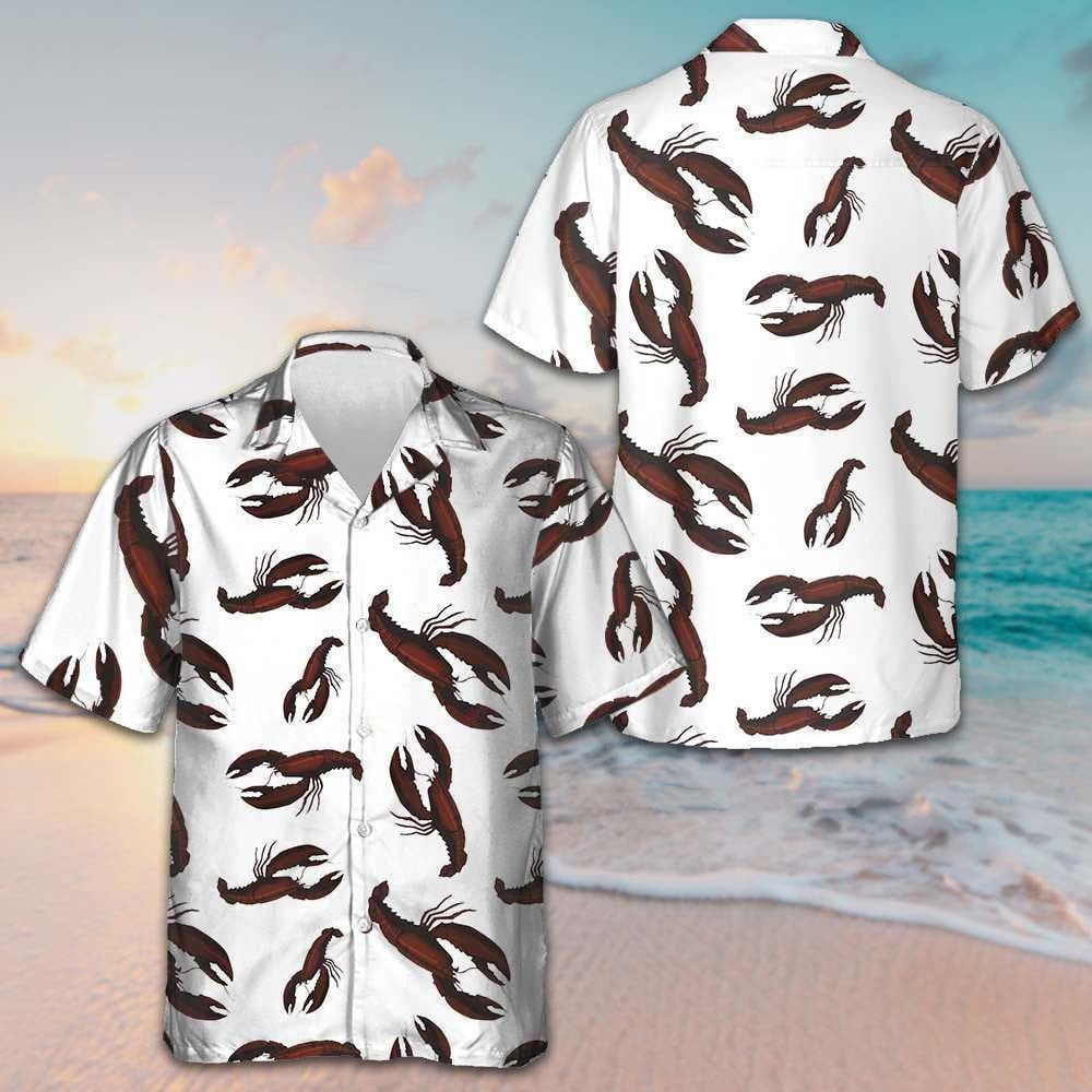 Dark Lobster Hawaiian Shirt Short Sleeve Button Up Beach Shirts Gifts For My Husband -WearandDecor