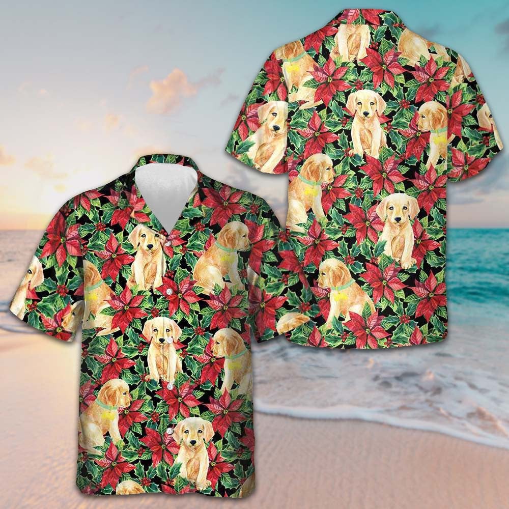 Labrador Retriever Puppy Hawaiian Shirt Beach Button Down Gifts For Dog Owners -WearandDecor