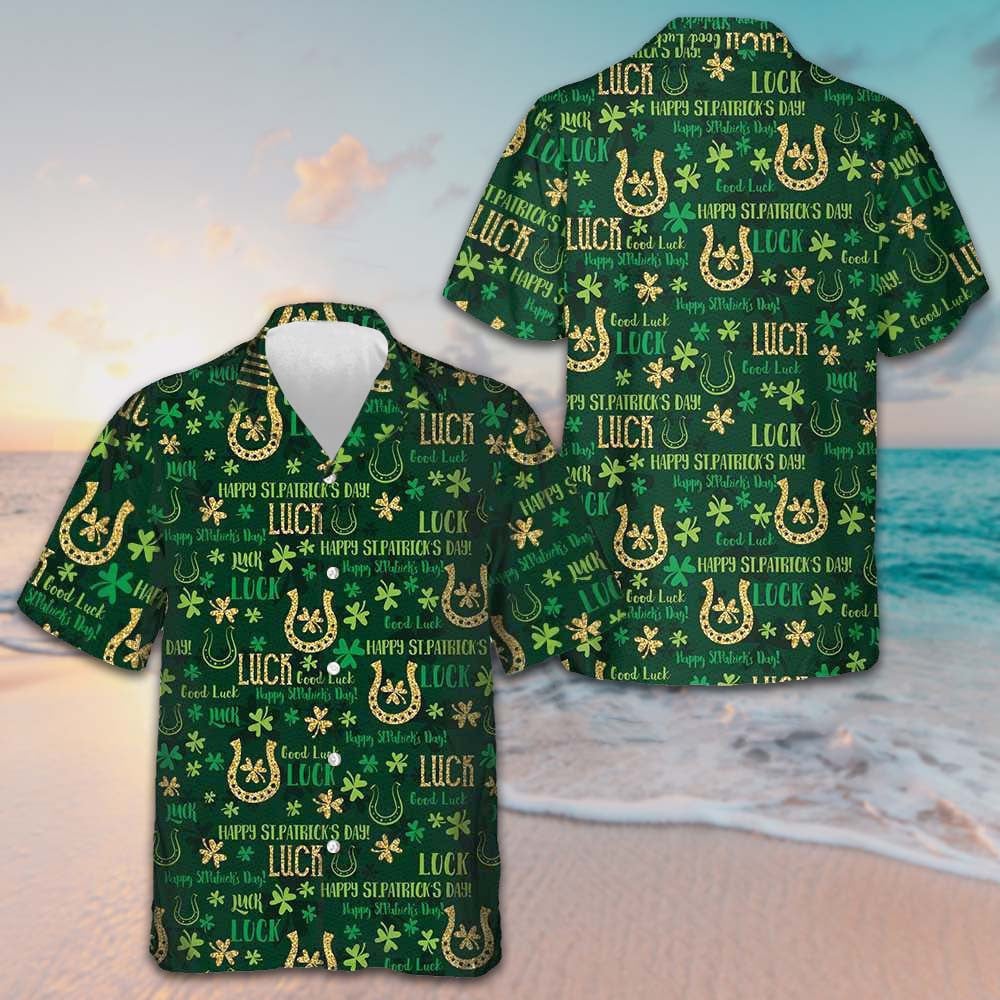 Good Luck St Patrick's Day Hawaiian Shirt Mens Short Sleeve Button Up Gifts For Irish -WearandDecor