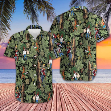 Arborist Proud Tropical Pattern Hawaiian Shirt Mens Beach Shirts Button Up Arborist Gifts -WearandDecor