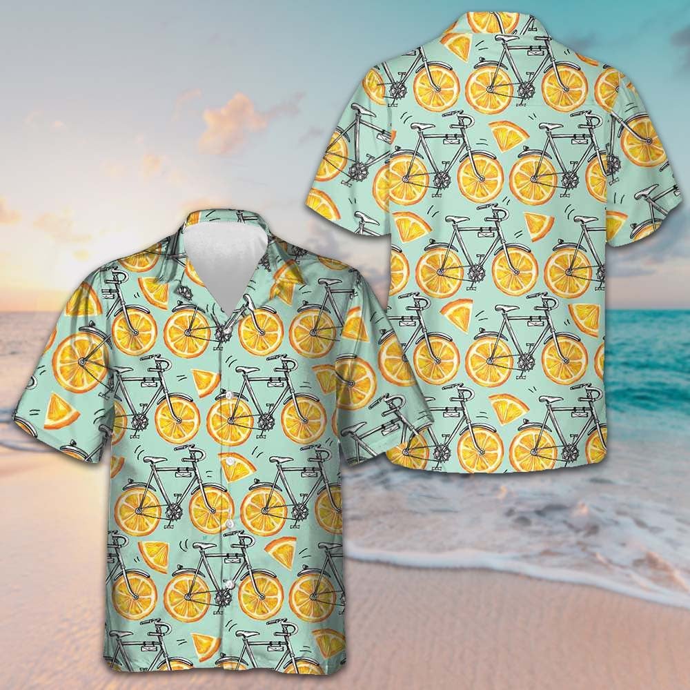 I Love Cycling And Orange Hawaiian Shirt Best Summer Shirts For Guys Gifts For Bikers -WearandDecor