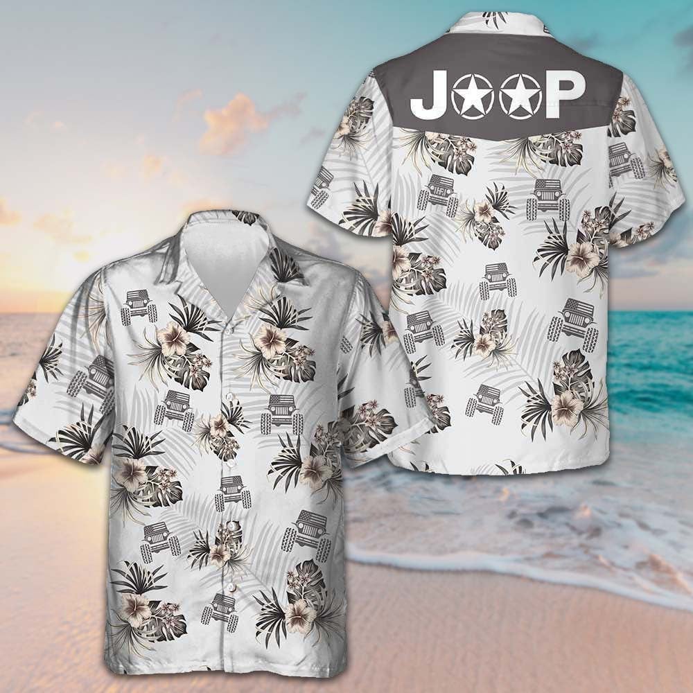 Jeep And Hibiscus Pattern Hawaiian Shirt Mens Summer Button Down Shirts Gifts For Jeep Lovers -WearandDecor