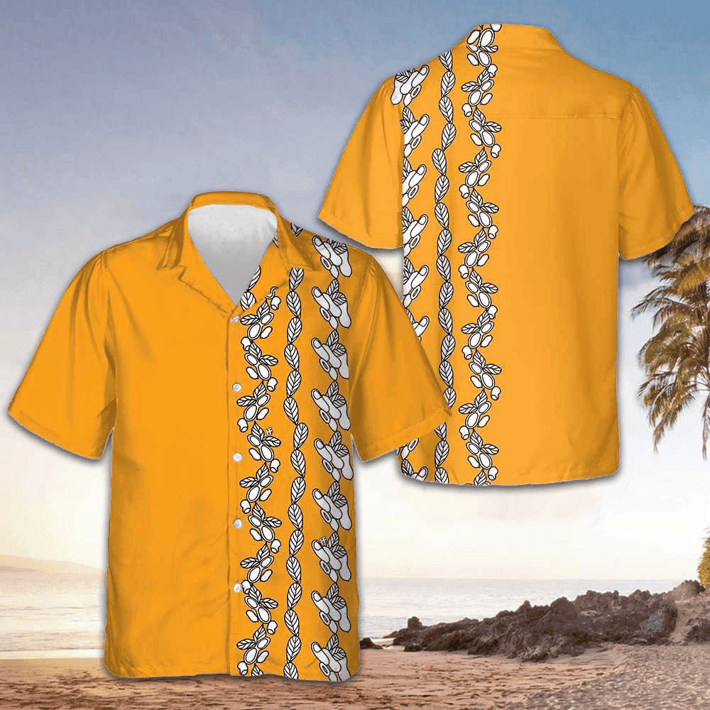 Peanut Leaves Hawaiian Shirt Yellow Button Up Shirt Gifts For Brother -WearandDecor