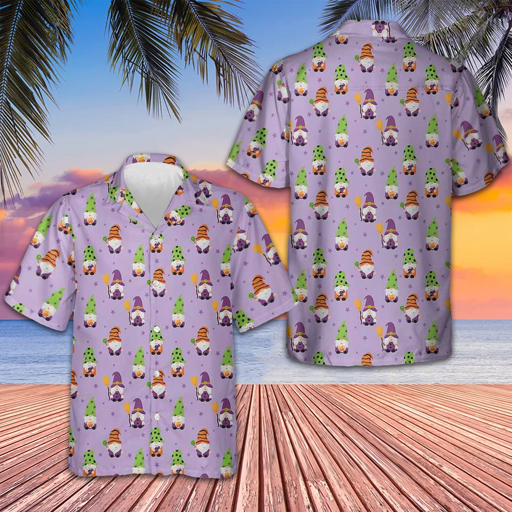 Happy Halloween Gnomes Hawaiian Shirt Cool Button Up Shirt Halloween Gift Ideas -WearandDecor