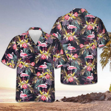 Flamingo Tropical Hawaiian Shirt Summer Button Up Gifts For Brother -WearandDecor