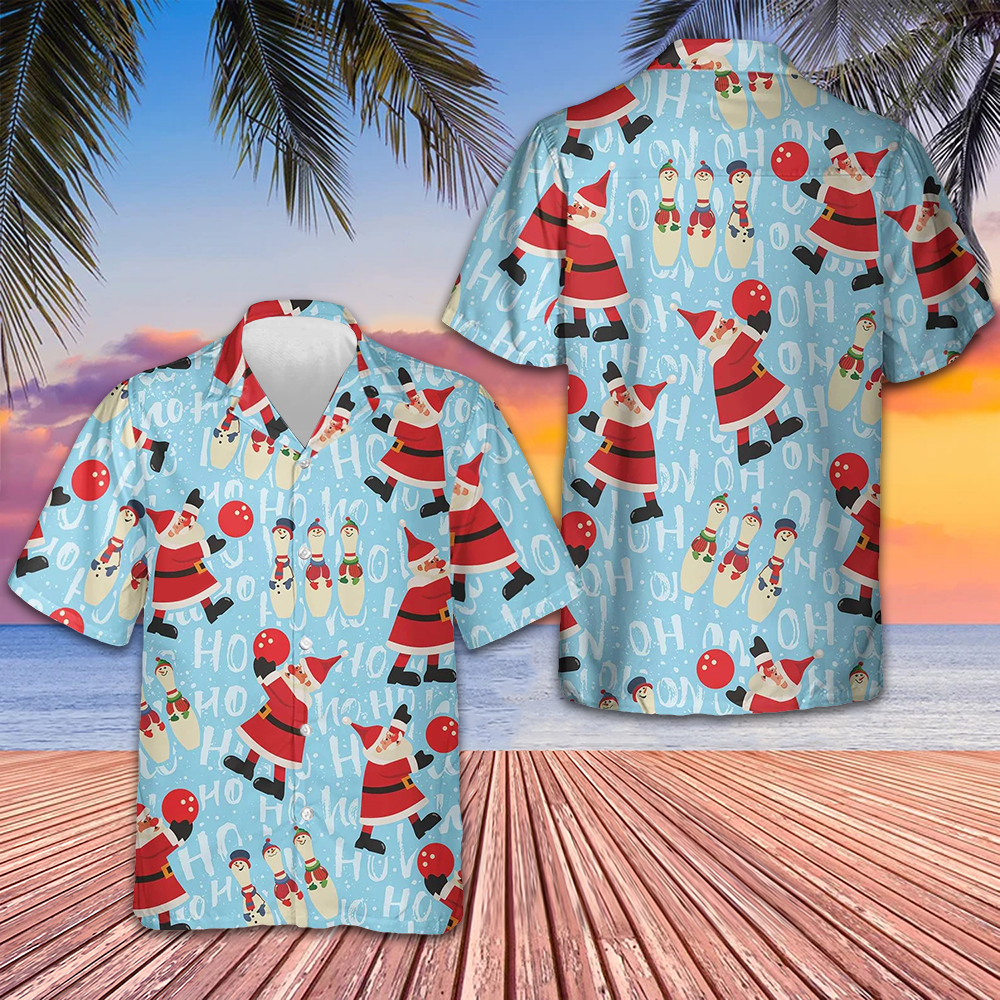 Santa With Bowling Ball Hawaiian Shirt Cool Christmas Shirts Gifts For Brother -WearandDecor