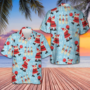 Santa With Bowling Ball Hawaiian Shirt Cool Christmas Shirts Gifts For Brother -WearandDecor