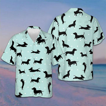 Dachshund Dogs Hawaiian Shirt Vacation Button Down Shirts Gifts For Dachshund Lovers -WearandDecor