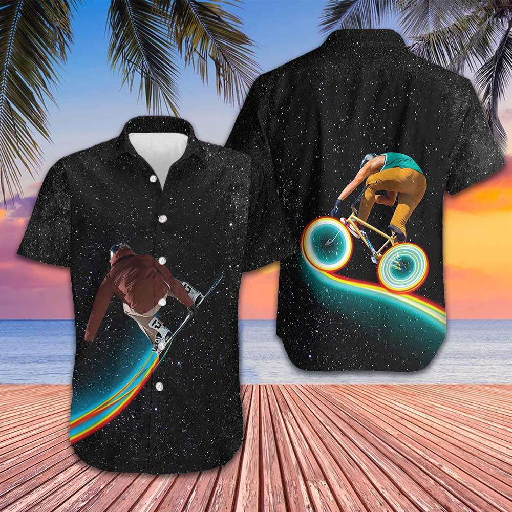 Above The Sky Hawaiian Shirt Mens Summer Button Up Shirts Gifts For Stepson -WearandDecor