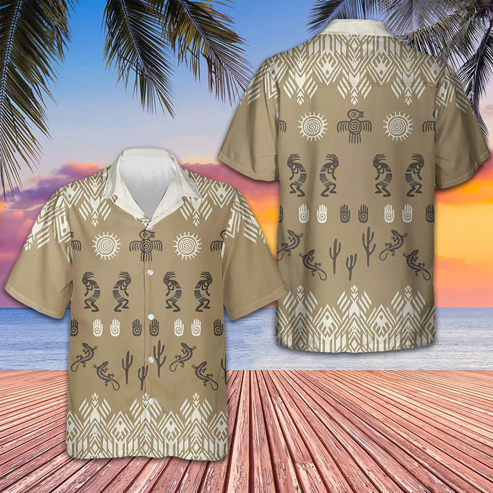 Kokopelli Native American Hawaiian Shirt Mens Button Up Shirts Summer Gifts For Dude -WearandDecor
