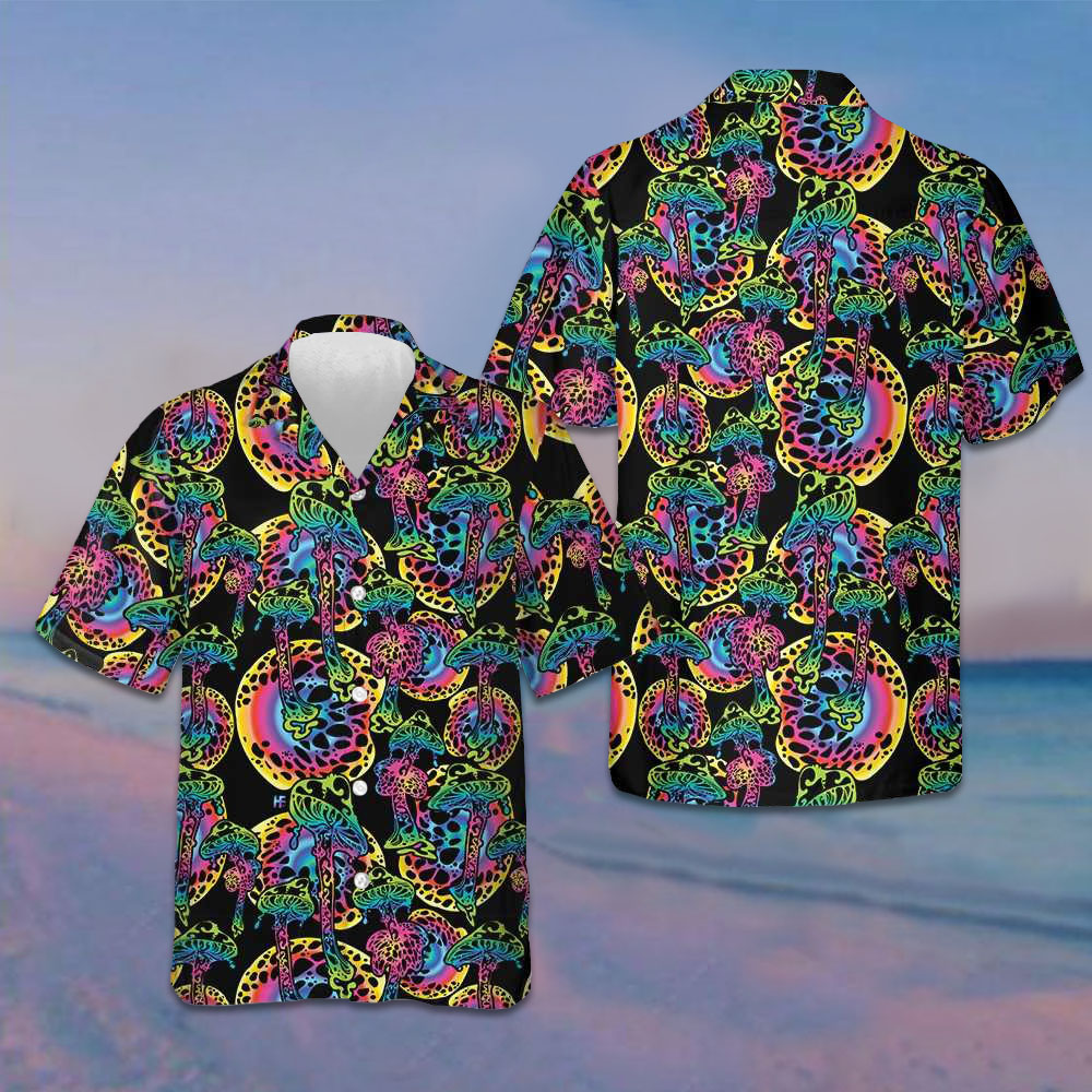 Magic Mushrooms Seamless Pattern Hawaiian Shirt Tropical Button Down Gifts For Son -WearandDecor