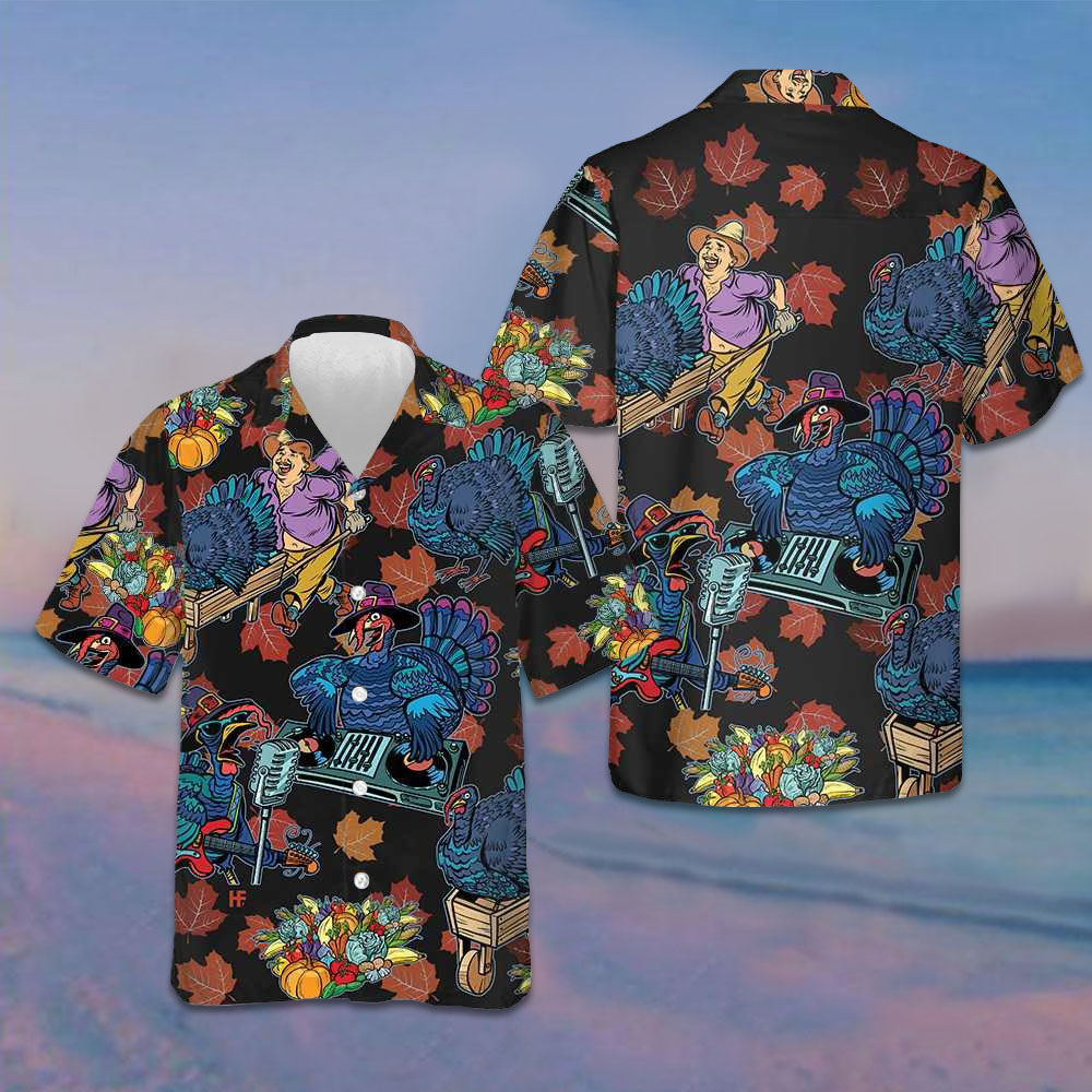 Turkey DJ At The Party Hawaiian Shirt Funny Thanksgiving Shirt Gifts For Him -WearandDecor
