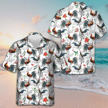 Christmas Chicken With Poinsettia Flower Hawaiian Shirt Cool Christmas Shirt Gifts For Son -WearandDecor