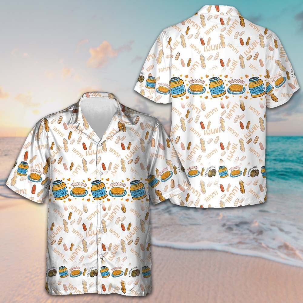 Yammy Peanut Butter Hawaiian Shirt Summer Button Up Gift For Peanut Butter Lovers -WearandDecor