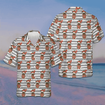 Pug In Sweater And Winter Hat Hawaiian Shirt Pug Lovers Xmas Shirt Gifts For Friends -WearandDecor