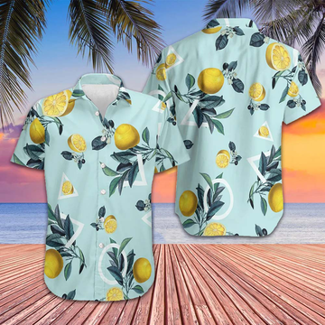 Tropical Lemon Pattern Hawaiian Shirt Men's Vacation Button Up Shirts Gifts For Summer -WearandDecor