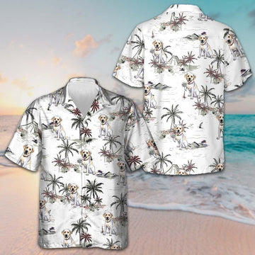 Labrador Retriever Tropical Pattern Hawaiian Shirt Men's Vacation Button Up Dog Lovers Gifts -WearandDecor