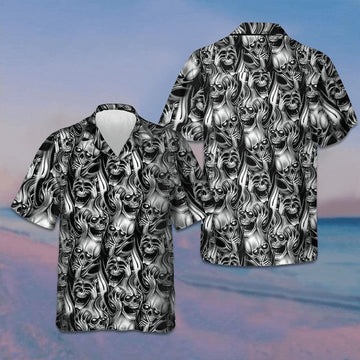 Skulls Hawaiian Shirt Horror Scary Men's Button Down Shirt Gifts For Halloween 2024 -WearandDecor