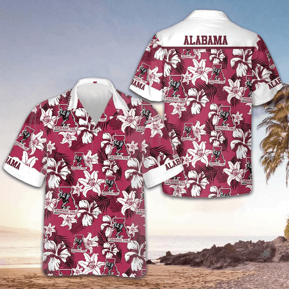 Tropical Alabama Hawaiian Shirt Button Down Beach Shirts Gifts For Alabama Lovers -WearandDecor