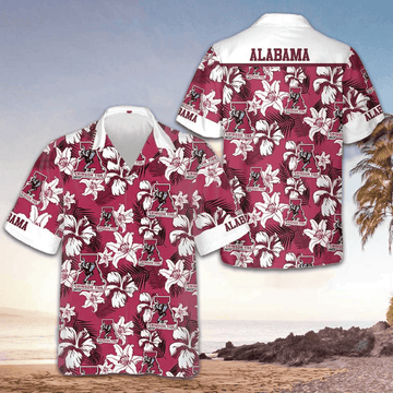 Tropical Alabama Hawaiian Shirt Button Down Beach Shirts Gifts For Alabama Lovers -WearandDecor