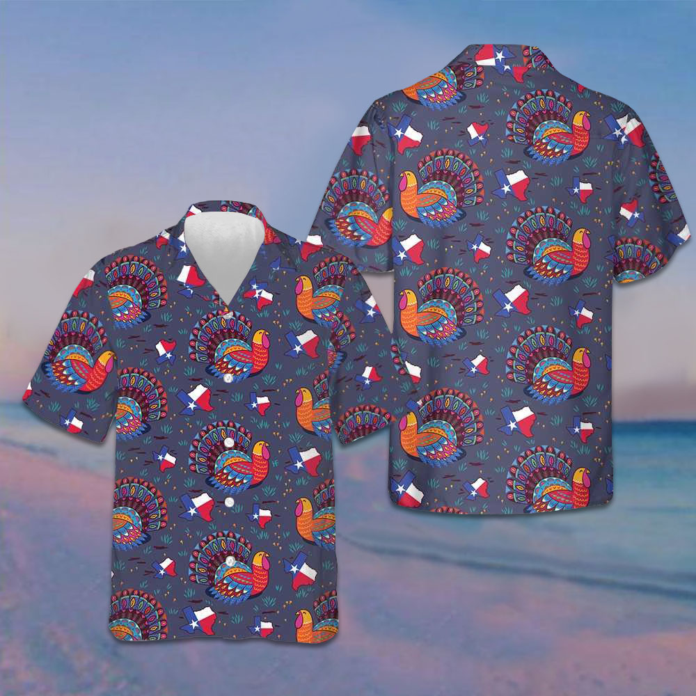 Texas Turkey Thanksgiving Hawaiian Shirt Texas Lover Button Up Shirt Gifts For Thanksgiving -WearandDecor
