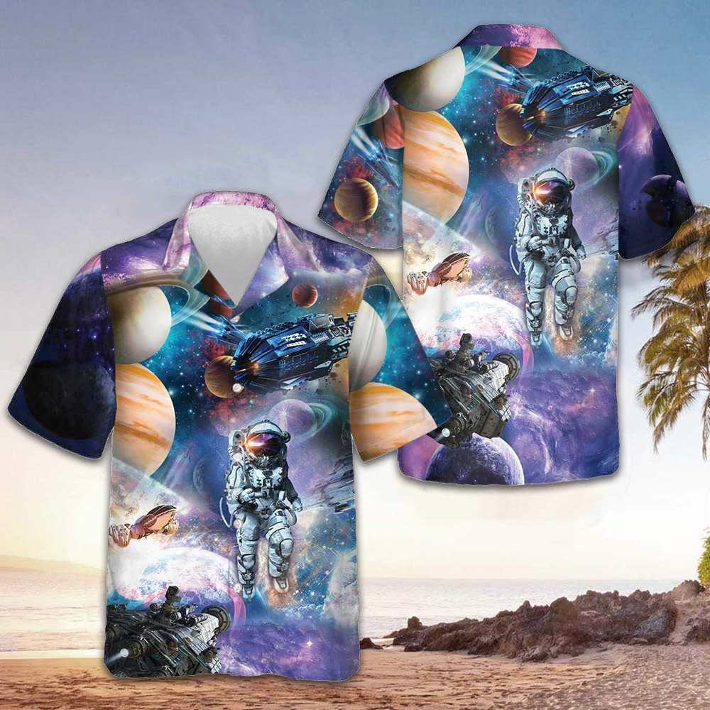Outer Space Hawaiian Shirt Space Themed Shirt Best Gifts For Boyfriend -WearandDecor