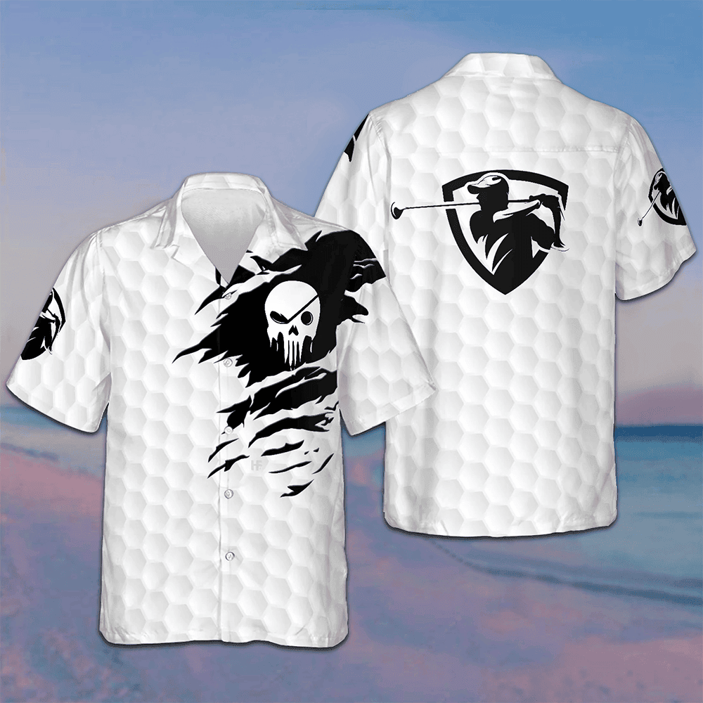 The Golf Skull Hawaiian Shirt Golf Lover Short Sleeve Button Up Beach Shirts Men -WearandDecor