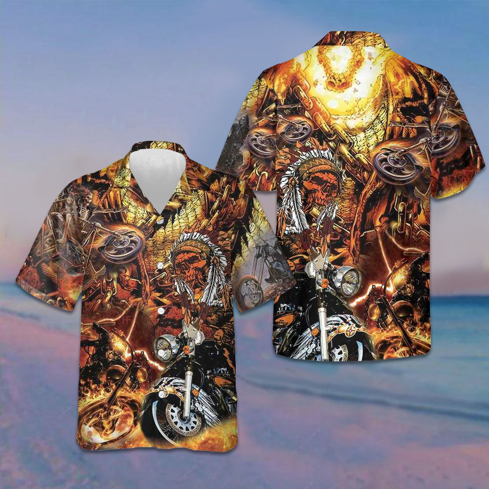 Biker Native Hawaiian Shirt American Indian Motorcycle Shirt Gift For Bikers Men -WearandDecor