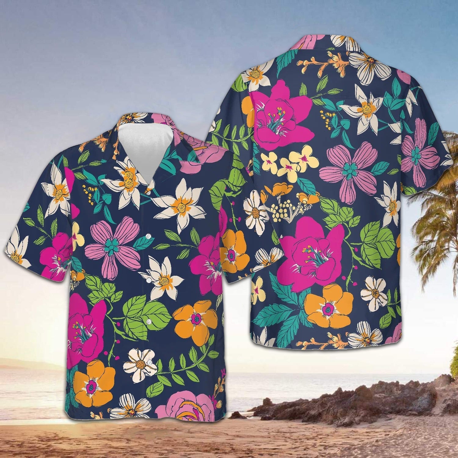 Flowers Hawaiian Shirt Beach Button Down Shirt Men Best Uncle Gifts -WearandDecor