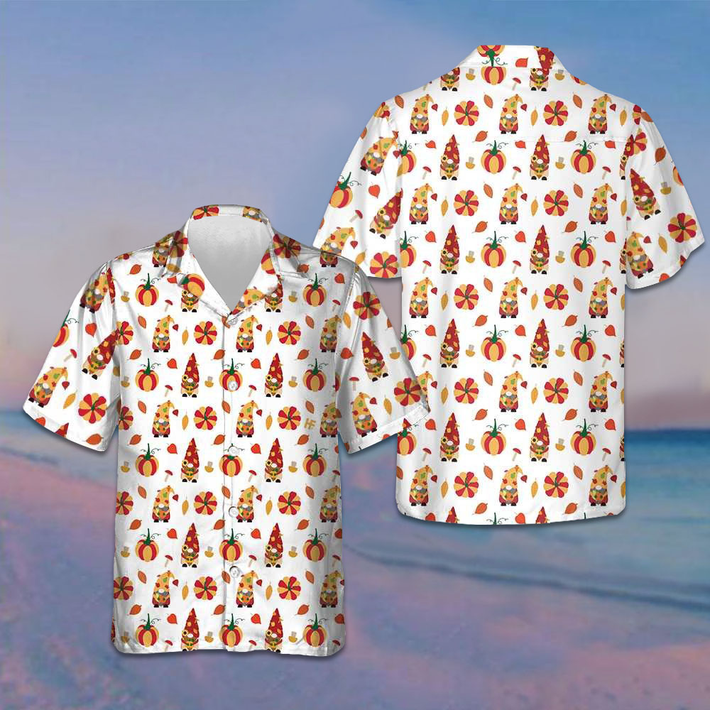 Thanksgiving Gnomes Hawaiian Shirt Mens Short Sleeve Button Up Thanksgiving Gift Ideas -WearandDecor