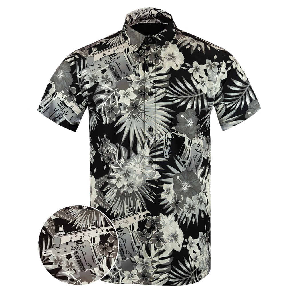 Bliss Vector V2 Black White Button Down Shirt Outdoor Hawaiian Tactical Shirt Christmas Gifts -WearandDecor