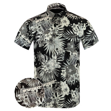 Bliss Vector V2 Black White Button Down Shirt Outdoor Hawaiian Tactical Shirt Christmas Gifts -WearandDecor