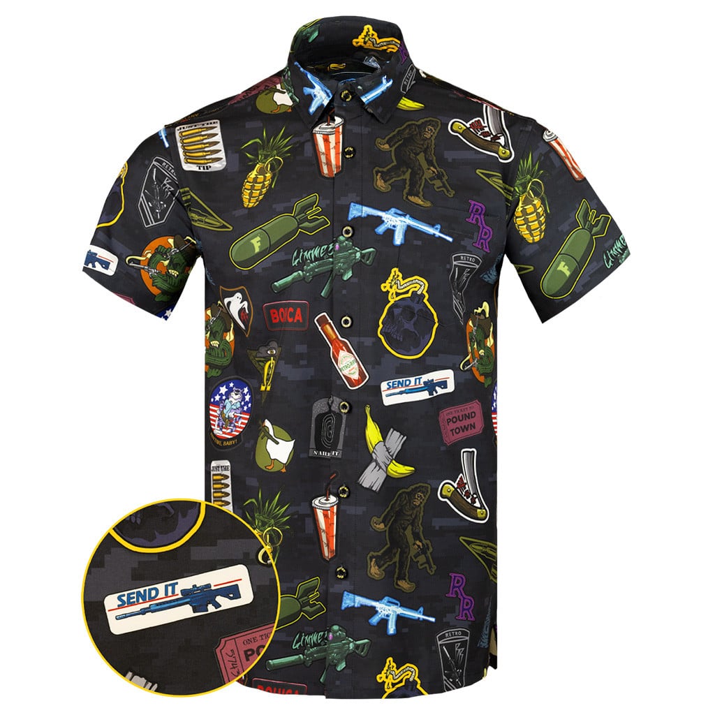 Bombs Away Button Down Shirt Hawaiian Tactical Aloha Print Shirt Birthday Gifts For Him -WearandDecor