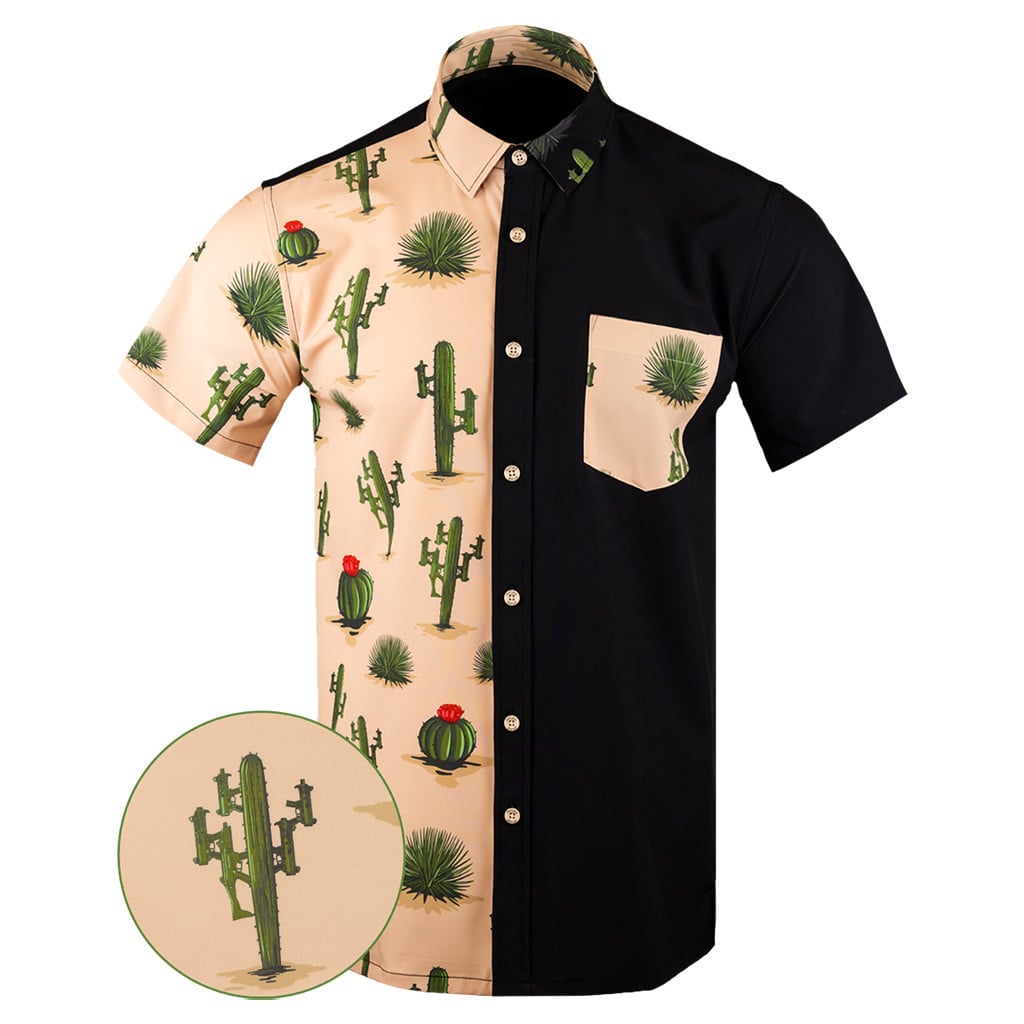 Homeland Split Tan Button Down Shirt Tactical Aloha Shirt Best Gifts For Dudes -WearandDecor