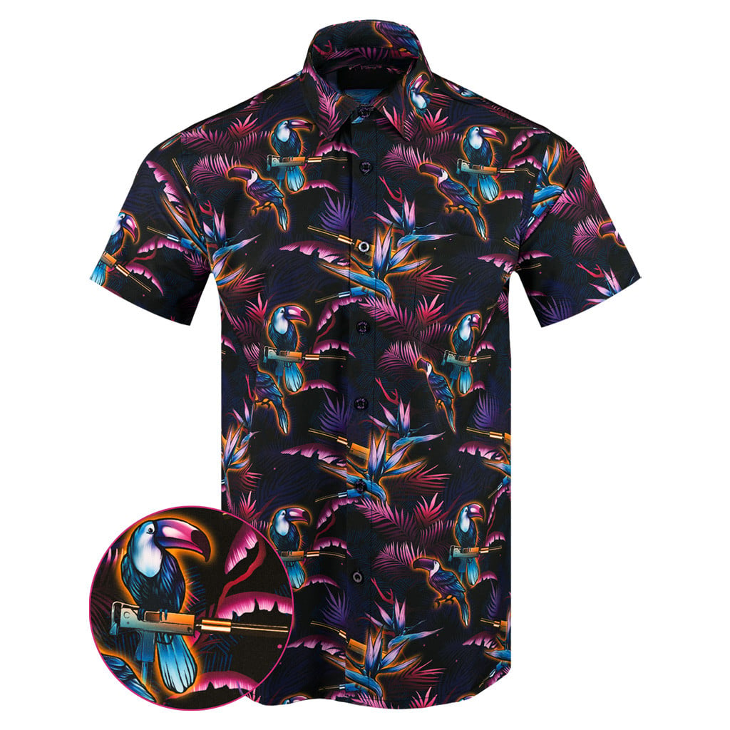 Cans And Toucans V2 Button Down Shirt Hawaiian Tactical Button Down Gifts For Father -WearandDecor