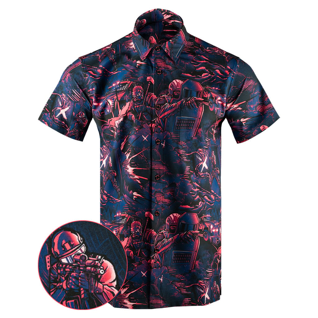 Retro 6 Button Down Shirt Tactical Shirt Hawaii Style Xmas Presents For Him -WearandDecor