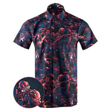 Retro 6 Button Down Shirt Tactical Shirt Hawaii Style Xmas Presents For Him -WearandDecor