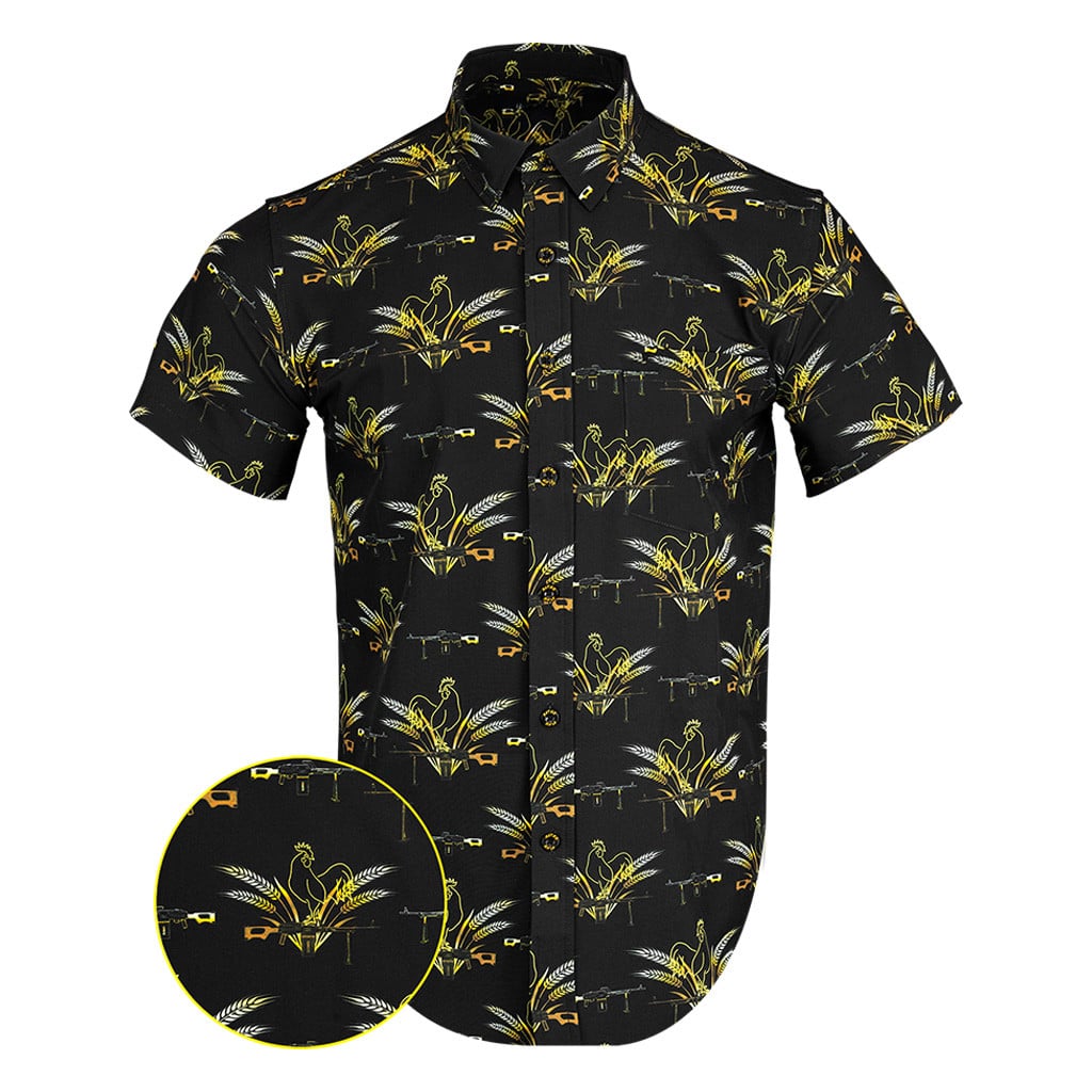 Le Coq V2 Black Gold Button Down Shirt Hawaiian Tactical Button Down Gift Ideas For Son -WearandDecor