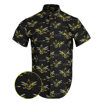 Le Coq V2 Black Gold Button Down Shirt Hawaiian Tactical Button Down Gift Ideas For Son -WearandDecor