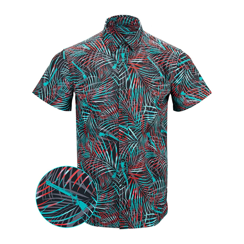 Breach Black Teal Button Down Shirt Tactical Hawaiian Shirt Gifts For Friends -WearandDecor