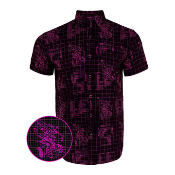 Blueprint Button Down Shirt Hawaiian Tactical Aloha Print Shirt Birthday Gifts For Father -WearandDecor