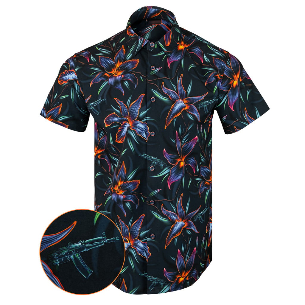 Incindibiscus Button Down Shirt Outdoor Hawaiian Tactical Shirt Birthday Gift Ideas For Dad -WearandDecor