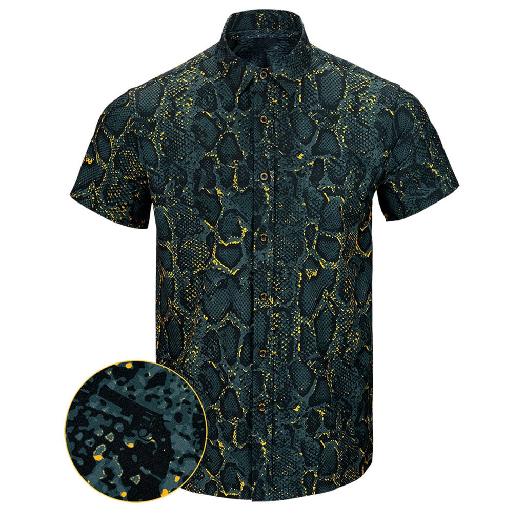 Python Black Button Down Shirt Gun Print Hawaiian Shirt Best Christmas Gifts For Father -WearandDecor
