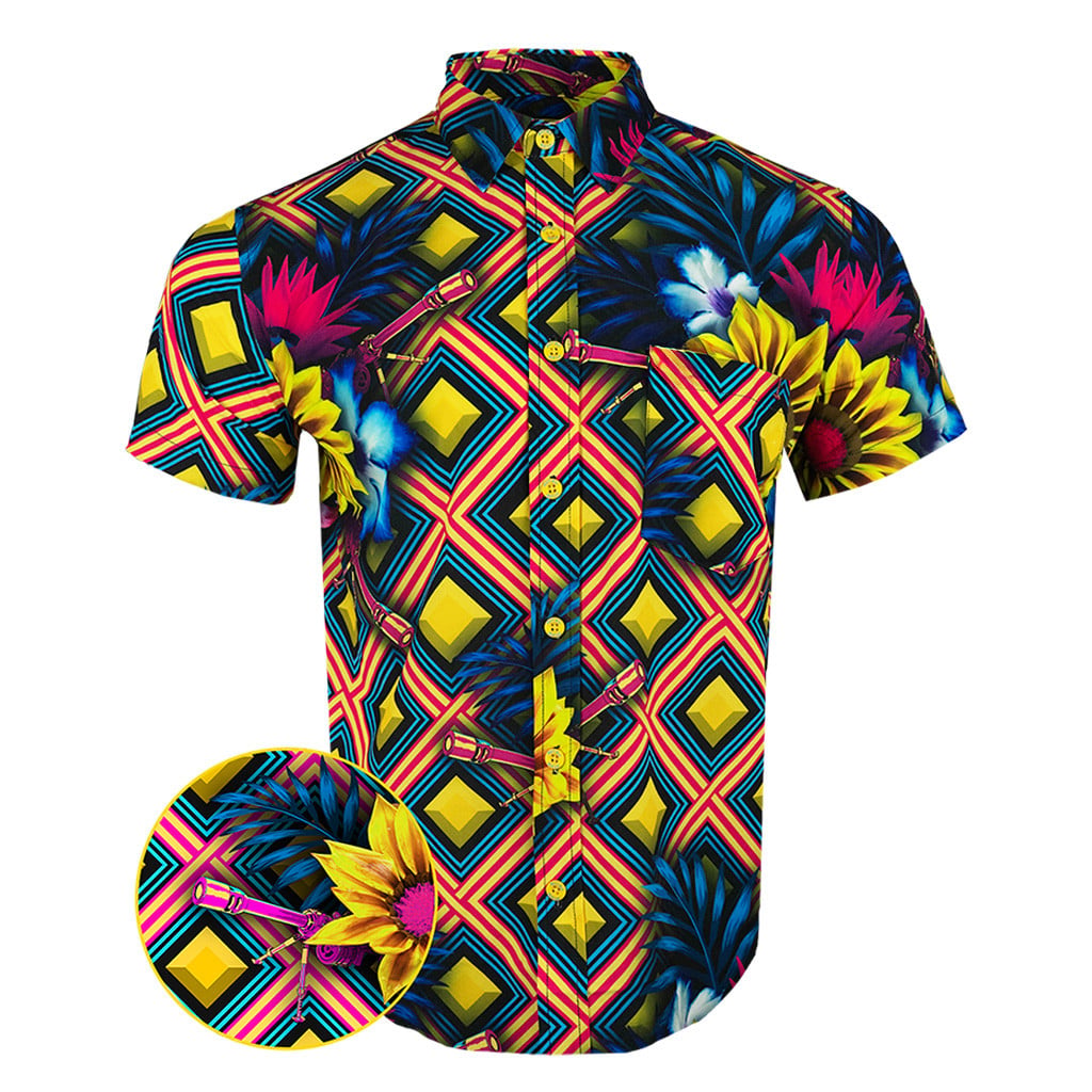 Bloom Yellow Button Down Shirt Hawaiian Tactical Button Down Birthday Gifts For Son -WearandDecor