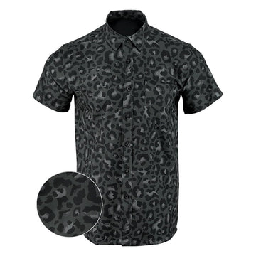 Leopard Black Button Down Shirt Tactical Hawaiian Shirt Good Gifts For Gun Lovers -WearandDecor