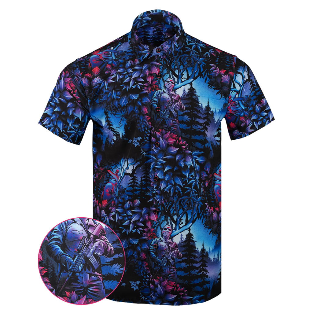 Crystal Lake Button Down Shirt Outdoor Hawaiian Tactical Shirt Presents For Dad -WearandDecor